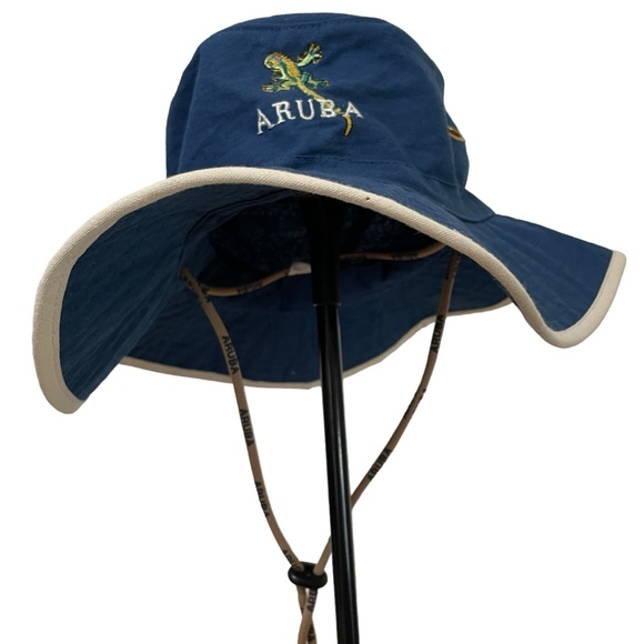 Aruba Lizard Blue Summer Bucket Boonie Hat with Stampede String Chin Strap - Picture 1 of 8